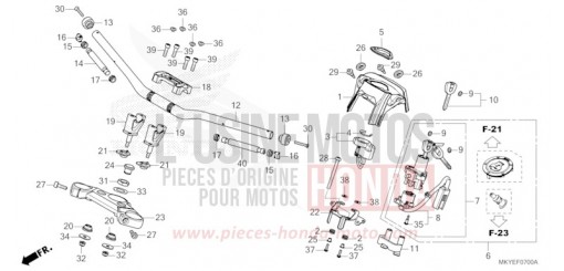 TUYAU DE GUIDON/PONT SUPERIEUR (CB650RA/CB650RAC) CB650RAR de 2024